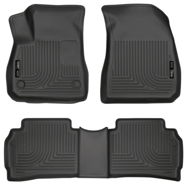 Husky Liners 2016 Chevy Malibu Weatherbeater Black Front & 2nd Seat Floor Liners (Footwell Coverage) - Bull Strap