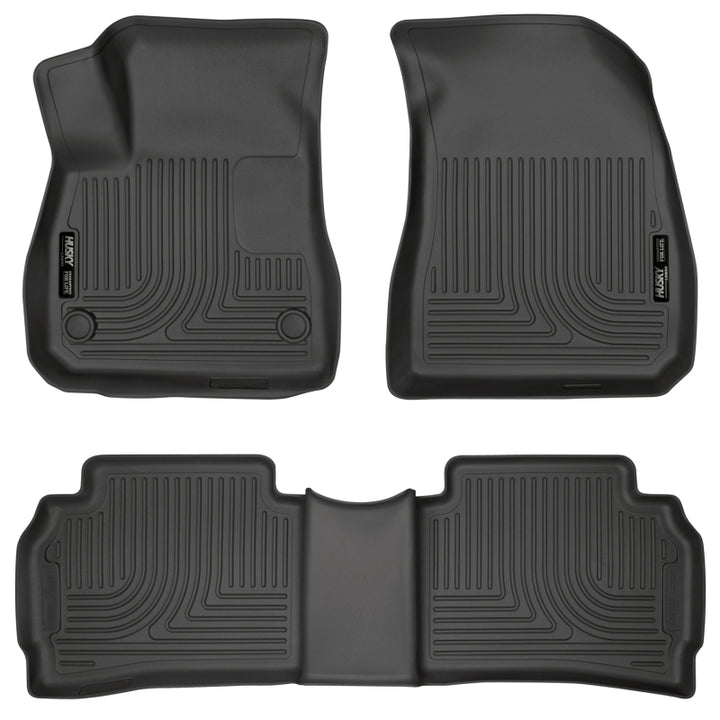Husky Liners 2016 Chevy Malibu Weatherbeater Black Front & 2nd Seat Floor Liners (Footwell Coverage) - Bull Strap