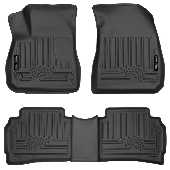 Husky Liners 2016 Chevy Malibu Weatherbeater Black Front & 2nd Seat Floor Liners (Footwell Coverage) - Bull Strap