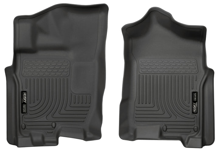 Husky Liners 2016 Nissan Titan XD Crew Cab WeatherBeater Front Row Black Floor Liners - Bull Strap