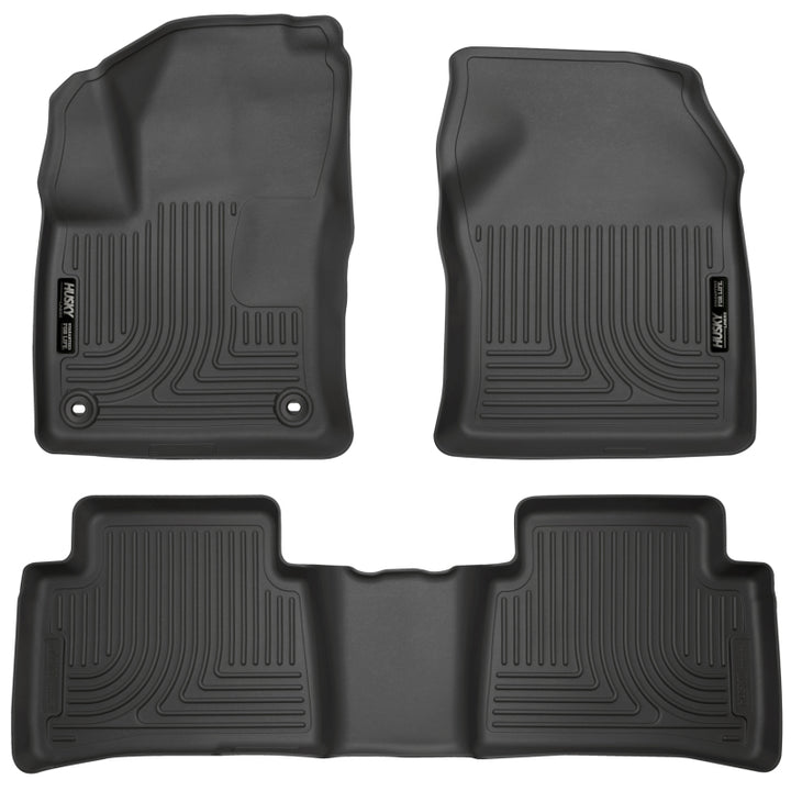 Husky Liners 2016 Toyota Prius Weatherbeater Black Front & 2nd Seat Floor Liners (Footwell Coverage) - Bull Strap