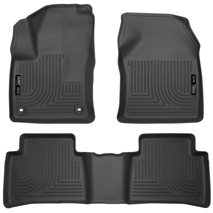Husky Liners 2016 Toyota Prius Weatherbeater Black Front & 2nd Seat Floor Liners (Footwell Coverage) - Bull Strap