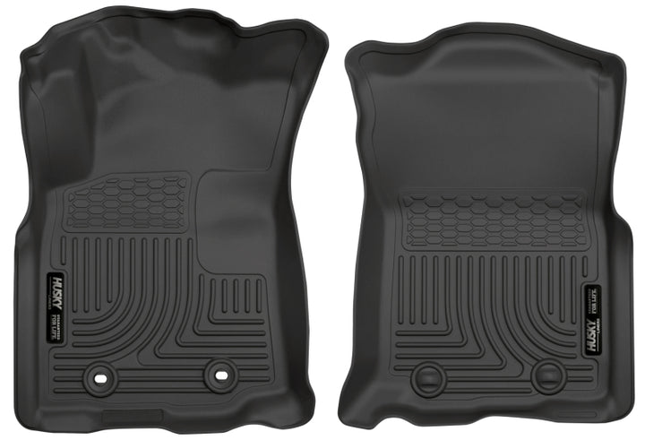Husky Liners 2016 Toyota Tacoma w/ Manual Trans WeatherBeater Front Black Floor Liners - Bull Strap
