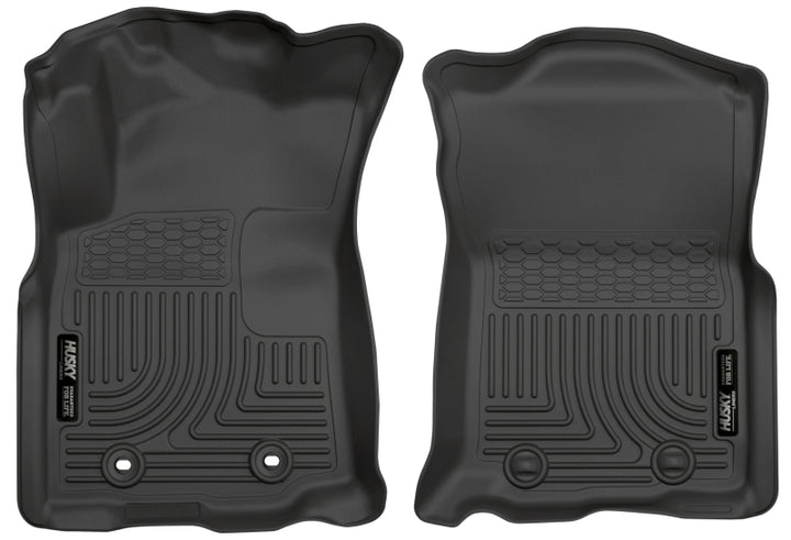 Husky Liners 2016 Toyota Tacoma w/ Manual Trans WeatherBeater Front Black Floor Liners - Bull Strap