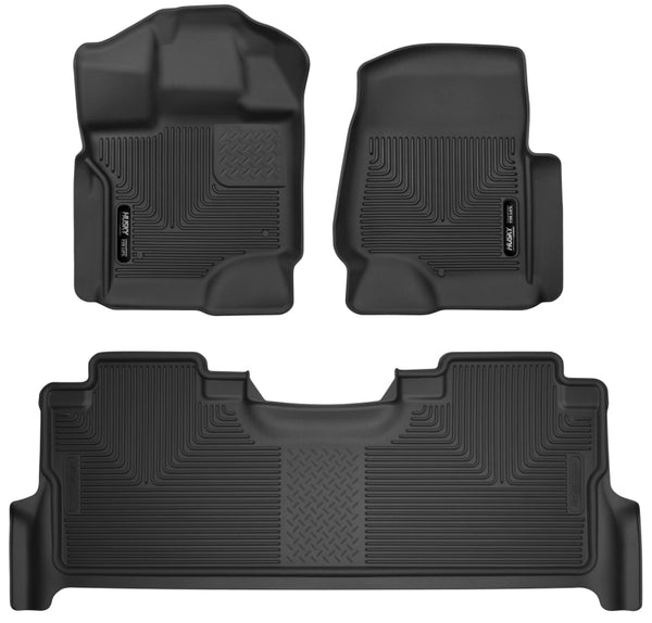Husky Liners 2017 Ford F-250 Super Duty Crew Cab X-Act Contour Black Front & Rear Floor Liners - Bull Strap