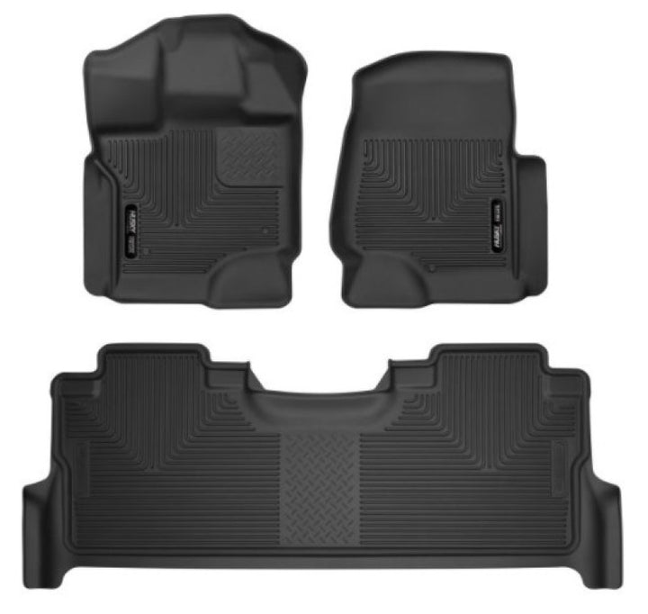 Husky Liners 2017 Ford F-250 Super Duty Crew Cab X-Act Contour Black Front & Rear Floor Liners - Bull Strap