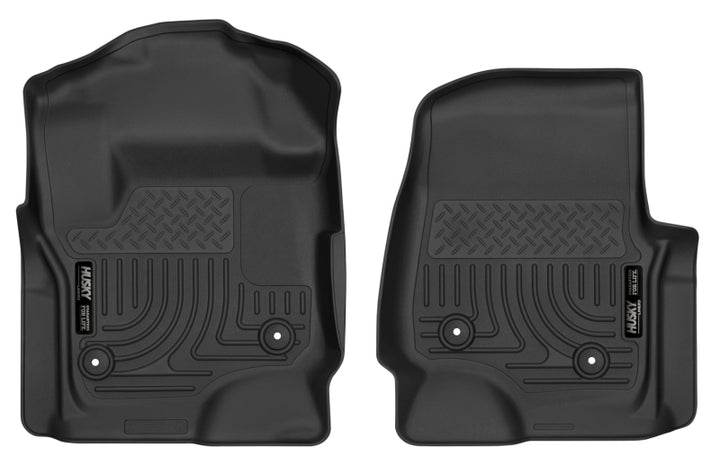 Husky Liners 2017 Ford F250 Crew Cab Vinyl X-Act Contour Black Floor Liners - Bull Strap