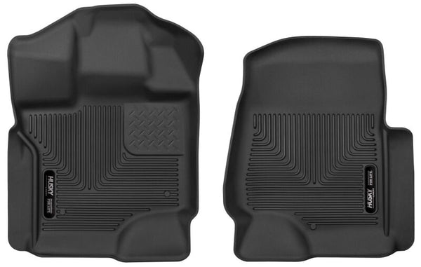 Husky Liners 2017 Ford Super Duty (Crew Cab / Super Cab) WeatherBeater Black Front Floor Liners - Bull Strap