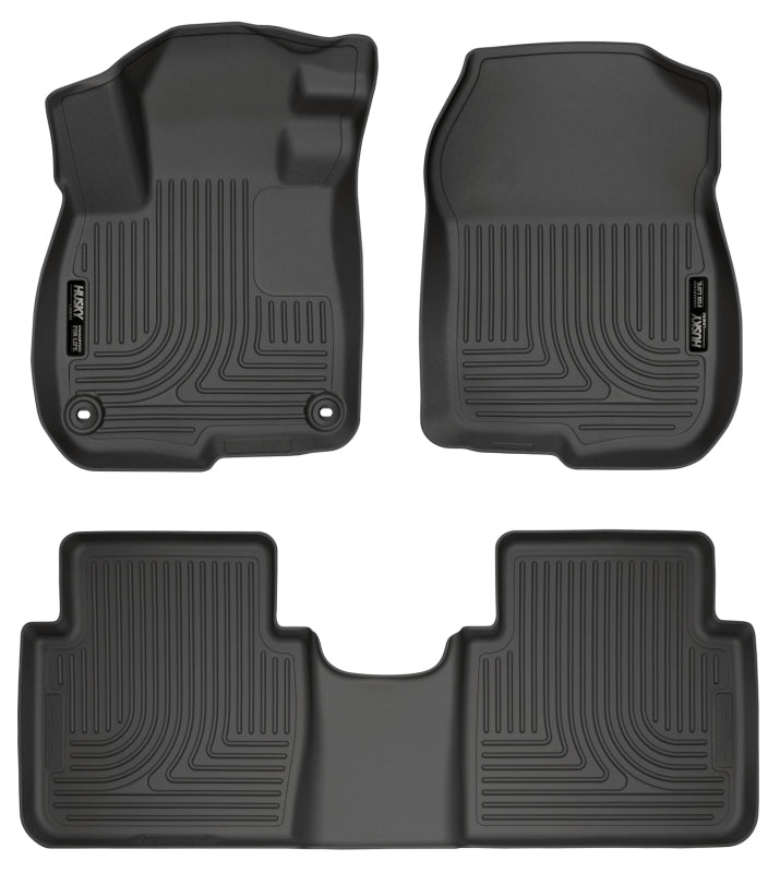 Husky Liners 2017 Honda CR-V Weatherbeater Black Front & 2nd Seat Floor Liners - Bull Strap