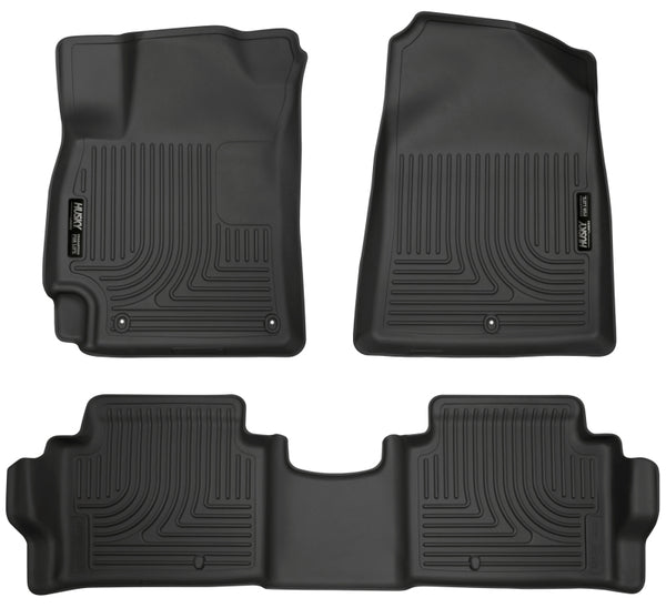 Husky Liners 2017 Hyundai Elantra Weatherbeater Black Front and Second Row Floor Liners - Bull Strap