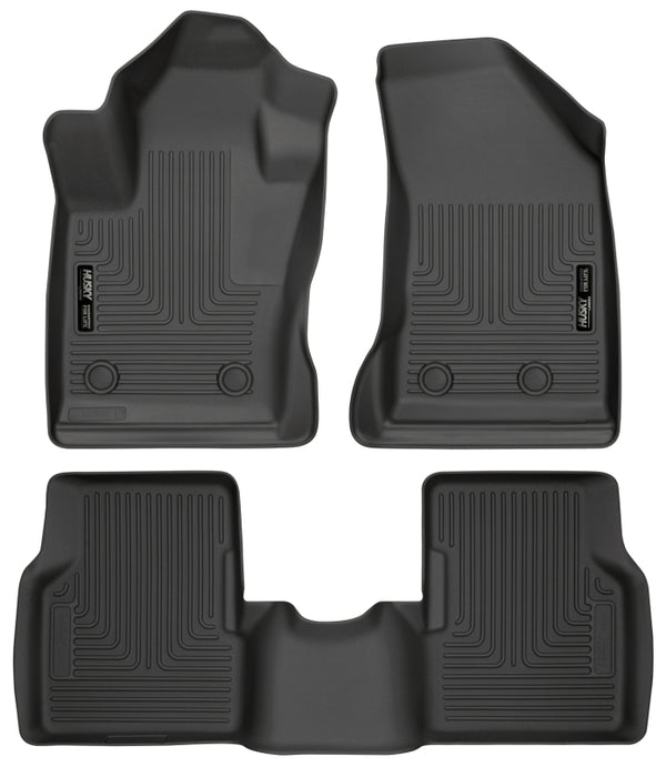 Husky Liners 2017 Jeep Compass Weatherbeater Black Front & 2nd Seat Floor Liners - Bull Strap