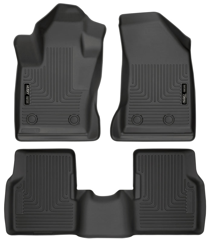 Husky Liners 2017 Jeep Compass Weatherbeater Black Front & 2nd Seat Floor Liners - Bull Strap
