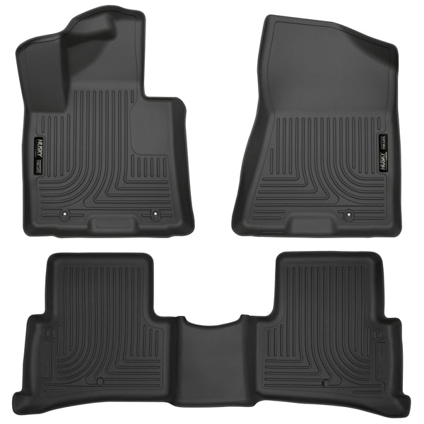 Husky Liners 2017 Kia Sportage Weatherbeater Front and Second Row Black Floor Liners - Bull Strap