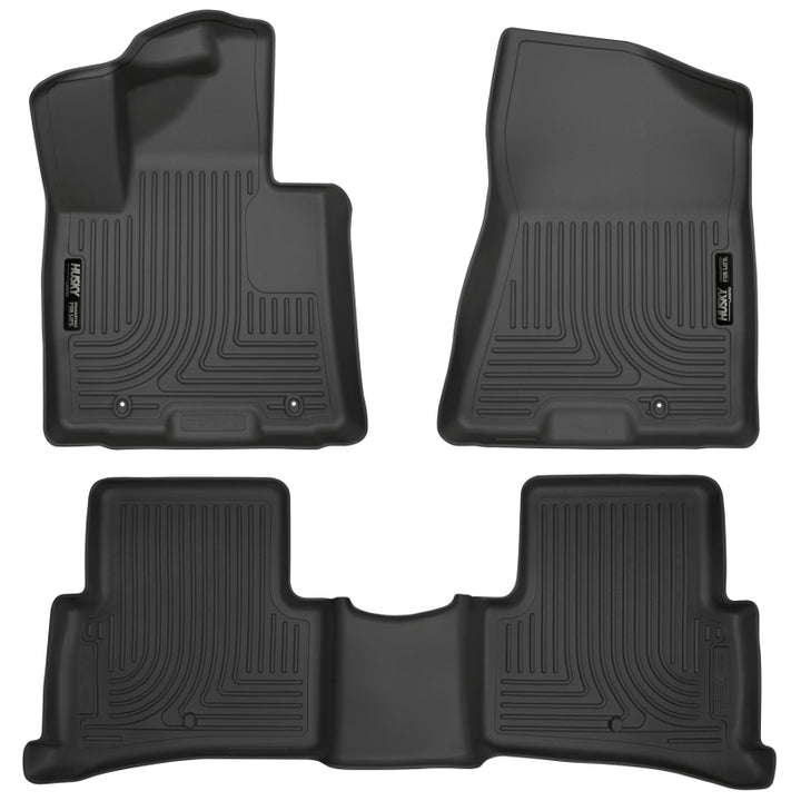 Husky Liners 2017 Kia Sportage Weatherbeater Front and Second Row Black Floor Liners - Bull Strap