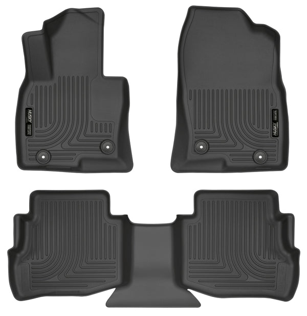 Husky Liners 2017 Mazda CX-9 WeatherBeater Floor Liner (Front and Second Rows) - Black - Bull Strap