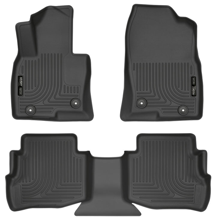 Husky Liners 2017 Mazda CX-9 WeatherBeater Floor Liner (Front and Second Rows) - Black - Bull Strap
