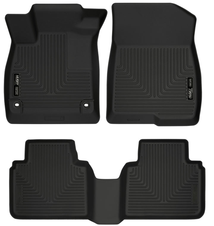 Husky Liners 2018 Honda Accord WeatherBeater Black Front & 2nd Seat Floor Liners - Bull Strap