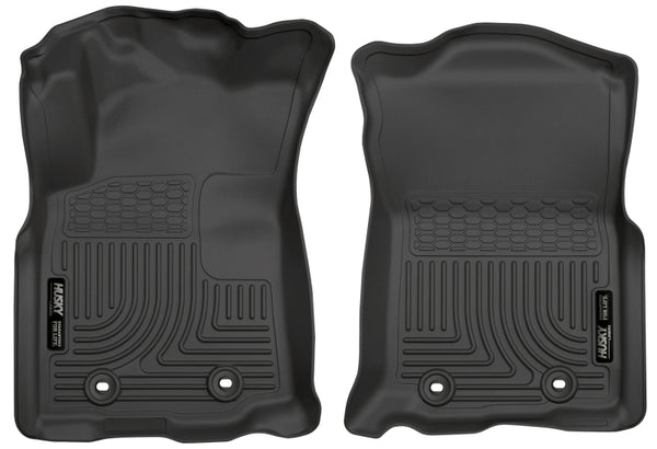 Husky Liners 2018 Toyota Tacoma Double Cab WeatherBeater Black Front Floor Liners - Bull Strap