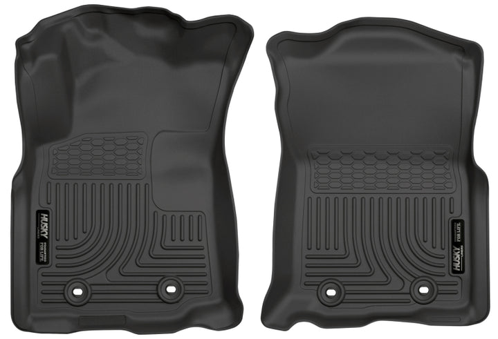 Husky Liners 2018 Toyota Tacoma Double Cab WeatherBeater Black Front Floor Liners - Bull Strap