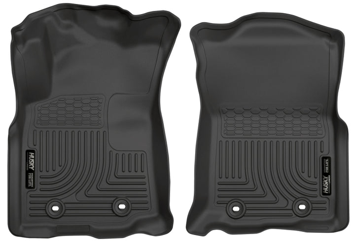 Husky Liners 2018 Toyota Tacoma Double Cab WeatherBeater Black Front Floor Liners - Bull Strap