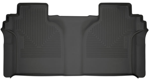 Husky Liners 2019 Chevrolet Silverado 1500 Crew Cab WeatherBeater Black 2nd Row Floor Liners - Bull Strap