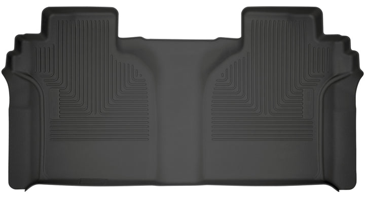 Husky Liners 2019 Chevrolet Silverado 1500 Crew Cab WeatherBeater Black 2nd Row Floor Liners - Bull Strap