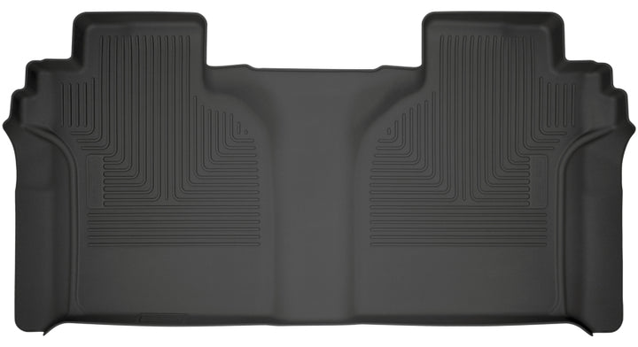 Husky Liners 2019 Chevrolet Silverado 1500 Crew Cab WeatherBeater Black 2nd Row Floor Liners - Bull Strap