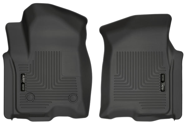 Husky Liners 2019 Chevrolet Silverado 1500 Crew Cab WeatherBeater Black Front Floor Liners - Bull Strap