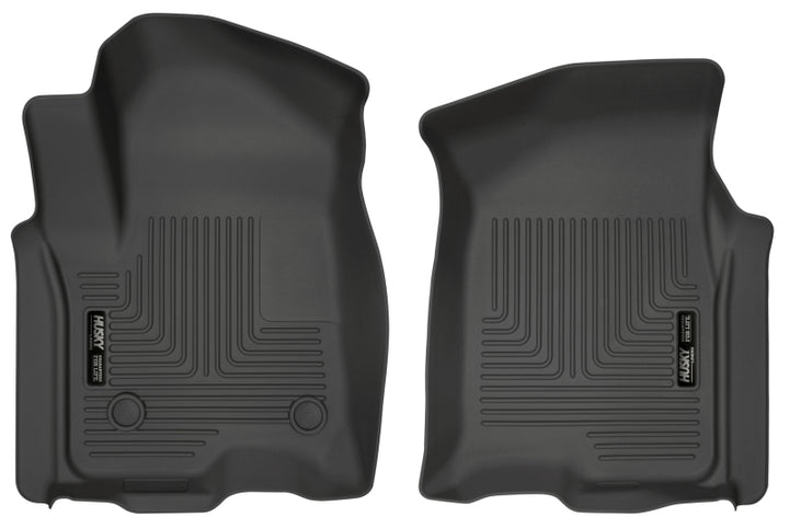 Husky Liners 2019 Chevrolet Silverado 1500 Crew Cab WeatherBeater Black Front Floor Liners - Bull Strap