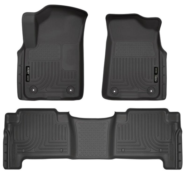 Husky Liners 2019+ Infiniti QX80/2019+ Nissan Armada Weatherbeater Black Fnt & 2nd Seat Floor Liners - Bull Strap