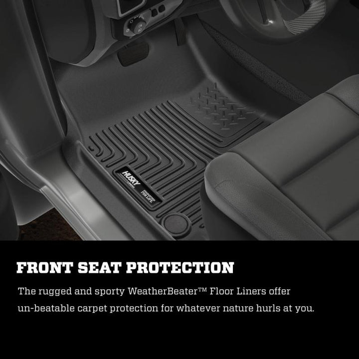 Husky Liners 2019 Ram 1500 CC WeatherBeater 2nd Seat Floor Liners Black (W/O Factory Storage Box) - Bull Strap