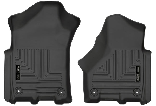 Husky Liners 2019 Ram 2500/3500 Crew Cab/Mega Cab WeatherBeater Black Front Floor Liners - Bull Strap