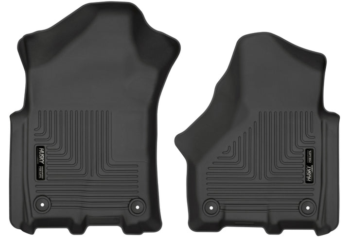 Husky Liners 2019 Ram 2500/3500 Crew Cab/Mega Cab WeatherBeater Black Front Floor Liners - Bull Strap