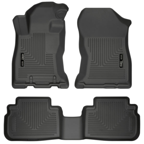 Husky Liners 2019 Subaru Forester Weatherbeater Black Front & 2nd Seat Floor Liners - Bull Strap
