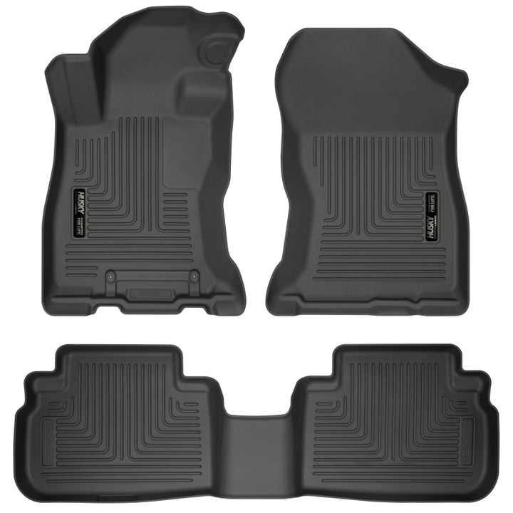 Husky Liners 2019 Subaru Forester Weatherbeater Black Front & 2nd Seat Floor Liners - Bull Strap