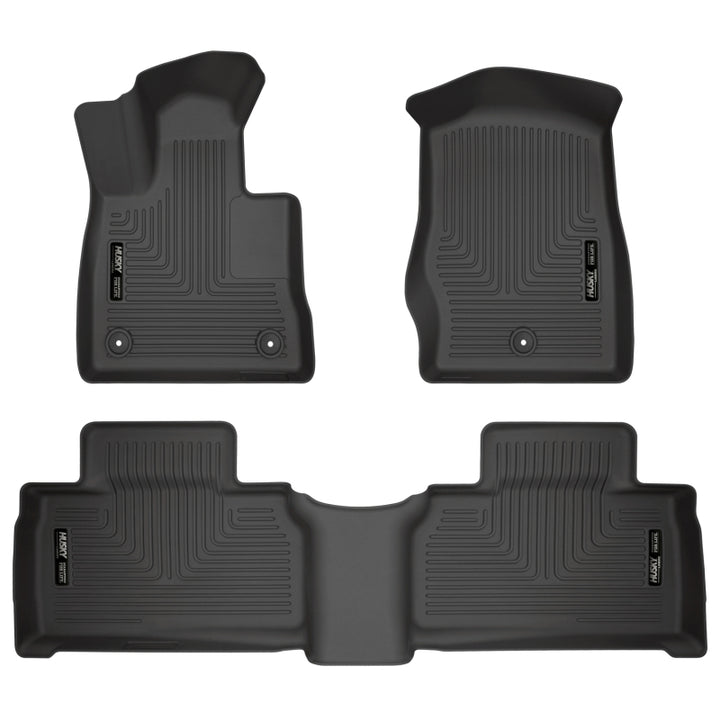 Husky Liners 2020 Ford Explorer Weatherbeater Black Front & 2nd Seat Floor Liners - Bull Strap