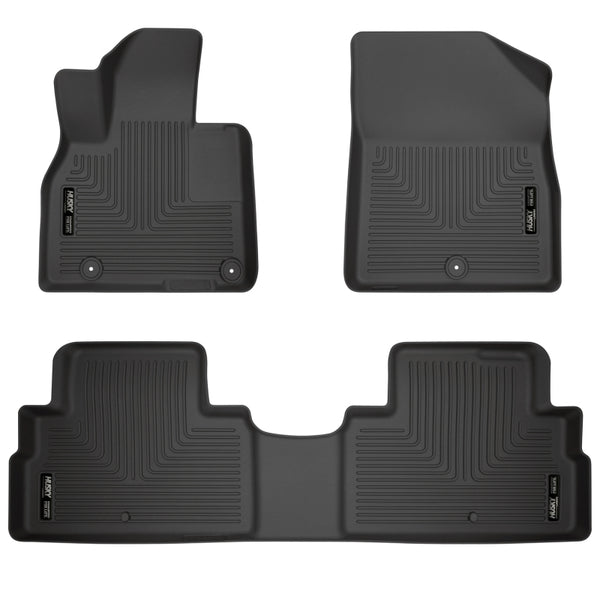 Husky Liners 2020 Kia Telluride Weatherbeater Black Front & 2nd Seat Floor Liners - Bull Strap