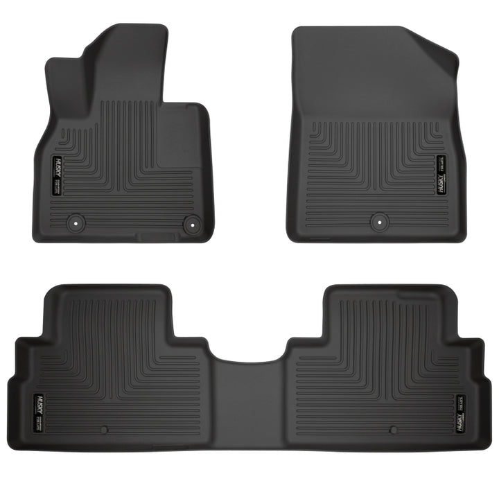 Husky Liners 2020 Kia Telluride Weatherbeater Black Front & 2nd Seat Floor Liners - Bull Strap