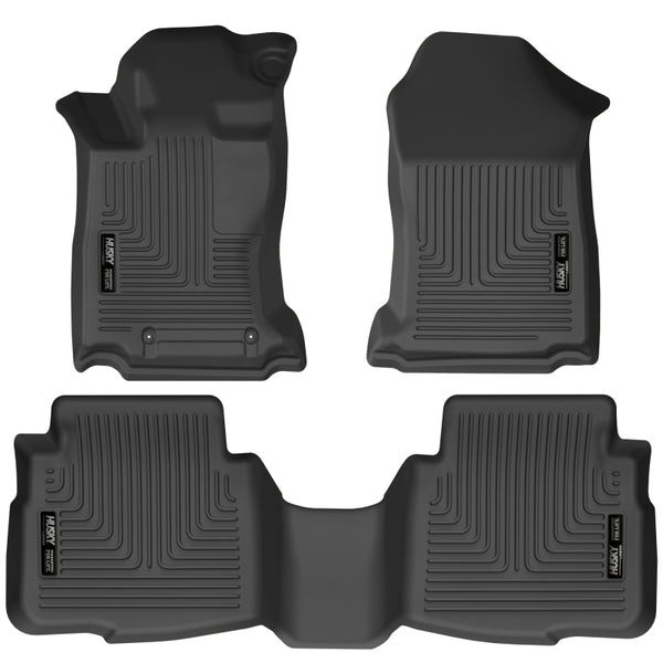 Husky Liners 2020 Subaru Legacy/Outback WeatherBeater Black Front & 2nd Seat Floor Liners - Bull Strap