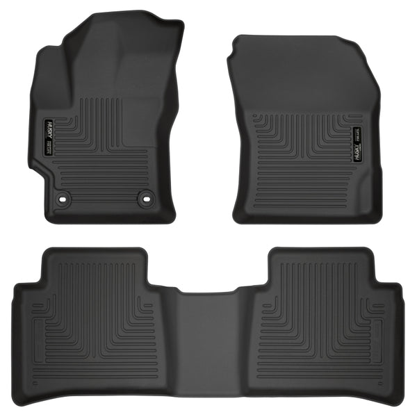 Husky Liners 2020 Toyota Corolla Weatherbeater Black Front & 2nd Seat Floor Liners - Bull Strap