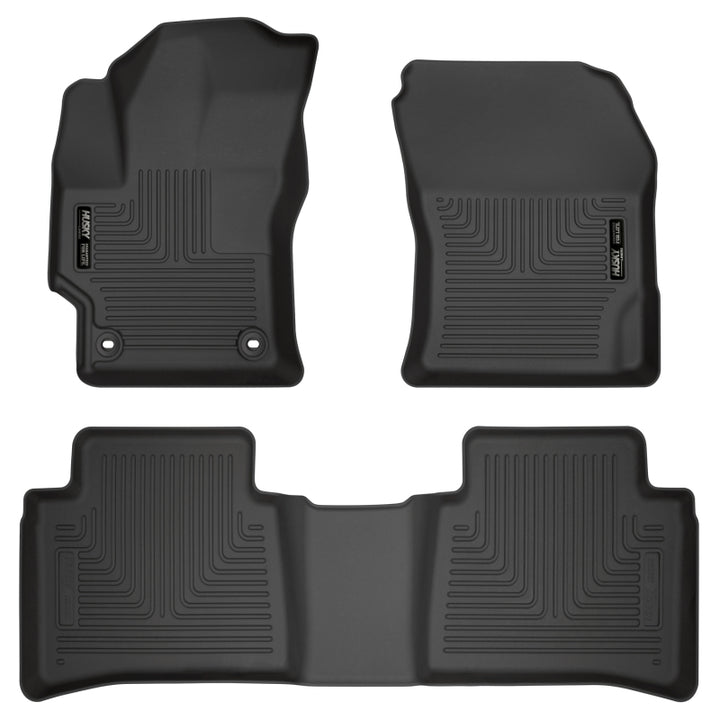 Husky Liners 2020 Toyota Corolla Weatherbeater Black Front & 2nd Seat Floor Liners - Bull Strap
