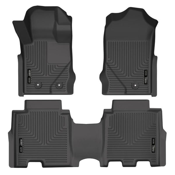 Husky Liners 2021 Ford Bronco 4 Door Weatherbeater Front & 2nd Seat Floor Liners - Black - Bull Strap