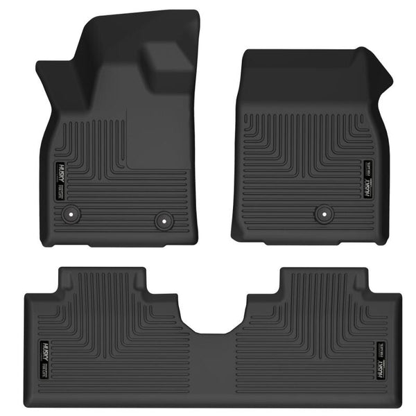 Husky Liners 2021 Ford Mustang Mach-E Weatherbeater Front & 2nd Seat Floor Liners - Black - Bull Strap