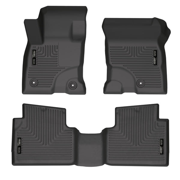 Husky Liners 2022 Ford Escape Hybrid Black Front & 2nd Seat Floor Liners - Bull Strap