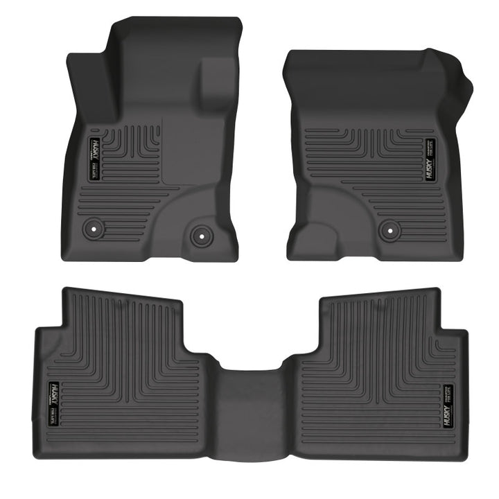 Husky Liners 2022 Ford Escape Hybrid Black Front & 2nd Seat Floor Liners - Bull Strap