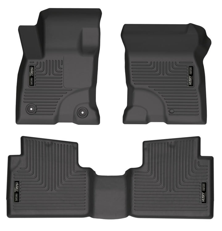 Husky Liners 2022 Ford Maverick(No Fit Hybrid) Weatherbeater Front & 2nd Seat Floor Liners - Black - Bull Strap