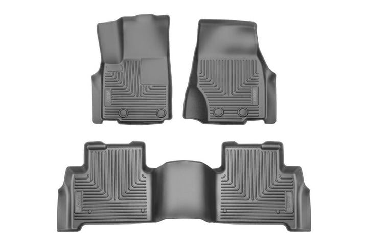 Husky Liners 2022 Jeep Grand Cherokee (New Style) Weatherbeater Black Front & 2nd Seat Floor Liner - Bull Strap