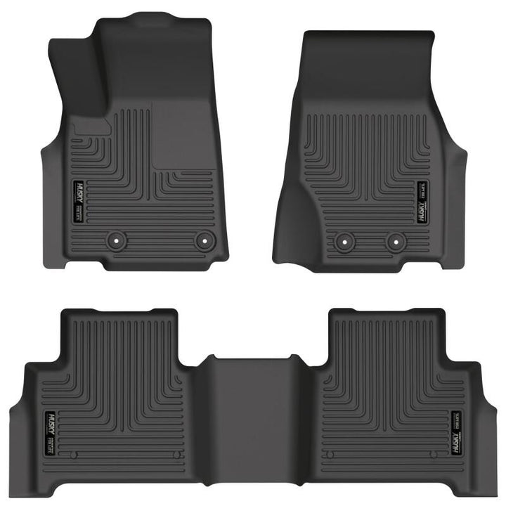 Husky Liners 2022 Jeep Grand Cherokee (New Style) Weatherbeater Black Front & 2nd Seat Floor Liner - Bull Strap