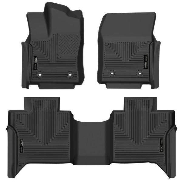 Husky Liners 2022 Toyota Tundra CrewMax X-ACT Front & 2nd Seat Floor Liner - Blk - Bull Strap