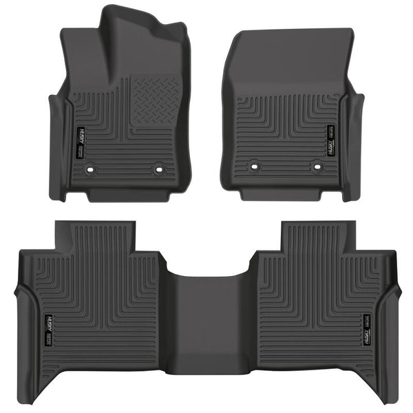 Husky Liners 2022 Toyota Tundra WeatherBeater CC CrewMax Front & 2nd Seat Floor Liner - Blk - Bull Strap